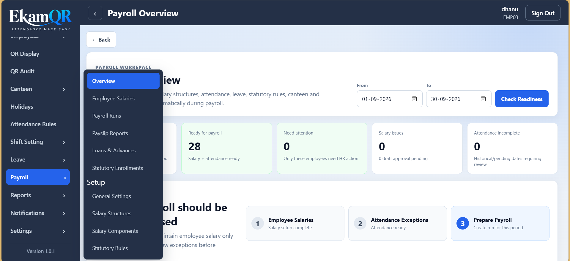 EkamQR Payroll